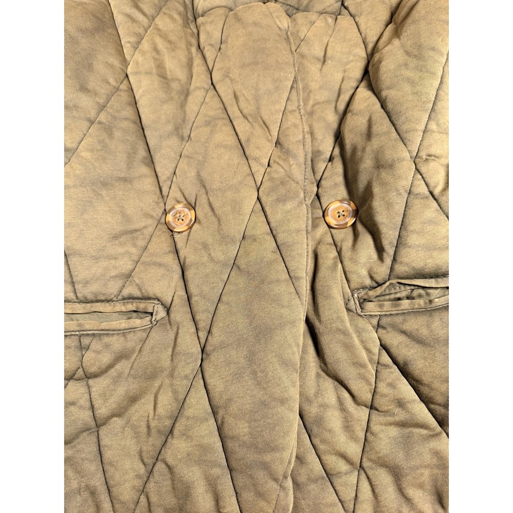 Free People Quilted Puffer Jacket Olive Green Double Breasted Oversized XS - Picture 5 of 15